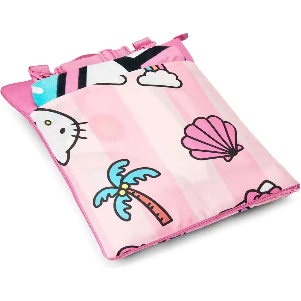 Hello Kitty Picnic Blanket Beach Towel Set Pink Foldable 2 Pc Summer NWT